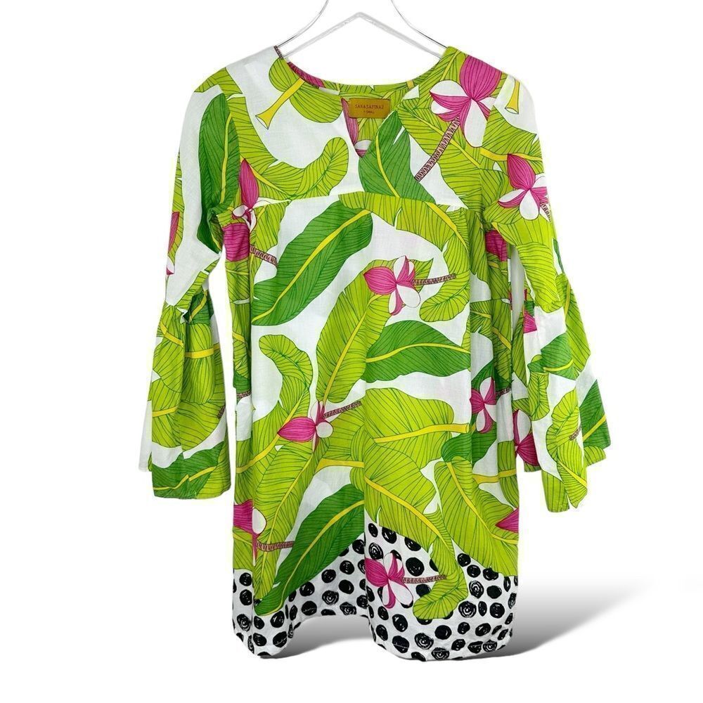 Sana Safinaz Lightweight Cotton Colorful Tropical Pattern‎ Tunic Kurti Sz XS